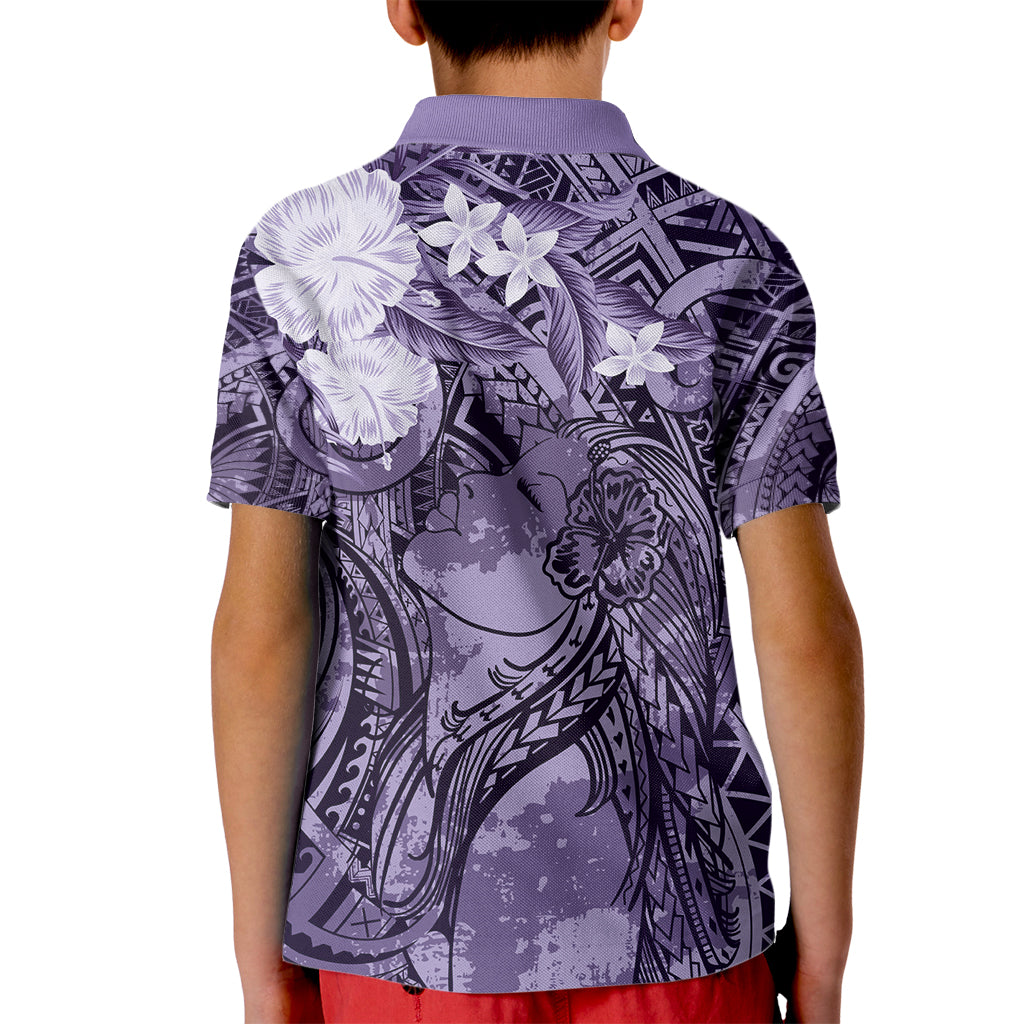Pacific Beauty Girl Kid Polo Shirt Violet Polyneisan Tribal Vintage Motif