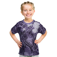Pacific Beauty Girl Kid T Shirt Violet Polyneisan Tribal Vintage Motif