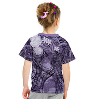 Pacific Beauty Girl Kid T Shirt Violet Polyneisan Tribal Vintage Motif