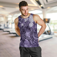 Pacific Beauty Girl Men Tank Top Violet Polyneisan Tribal Vintage Motif LT9 Violet - Polynesian Pride