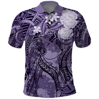 Pacific Beauty Girl Polo Shirt Violet Polyneisan Tribal Vintage Motif