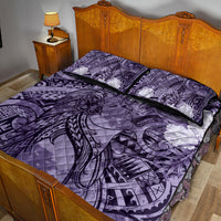 Pacific Beauty Girl Quilt Bed Set Violet Polyneisan Tribal Vintage Motif LT9 - Polynesian Pride