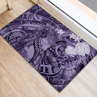 Pacific Beauty Girl Rubber Doormat Violet Polyneisan Tribal Vintage Motif LT9 - Polynesian Pride