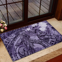 Pacific Beauty Girl Rubber Doormat Violet Polyneisan Tribal Vintage Motif LT9 - Polynesian Pride