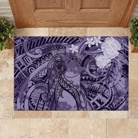 Pacific Beauty Girl Rubber Doormat Violet Polyneisan Tribal Vintage Motif LT9 - Polynesian Pride