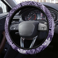 Pacific Beauty Girl Steering Wheel Cover Violet Polyneisan Tribal Vintage Motif LT9 - Polynesian Pride