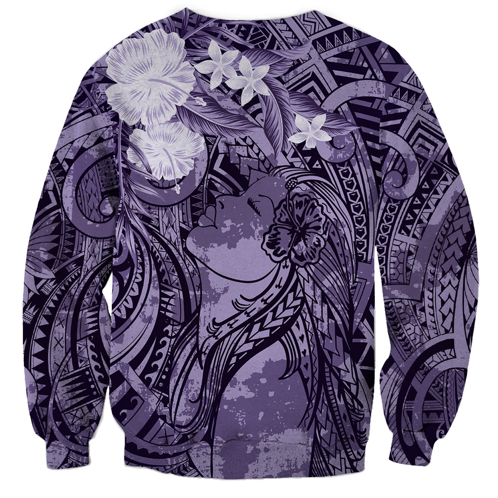 Pacific Beauty Girl Sweatshirt Violet Polyneisan Tribal Vintage Motif LT9 - Polynesian Pride