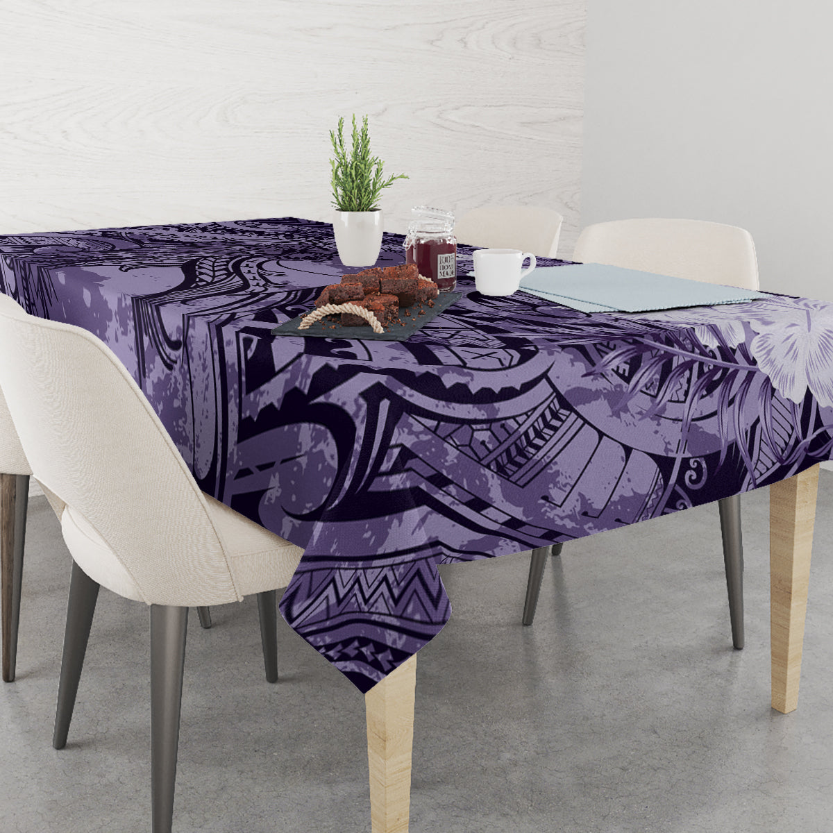Pacific Beauty Girl Tablecloth Violet Polyneisan Tribal Vintage Motif LT9 - Polynesian Pride