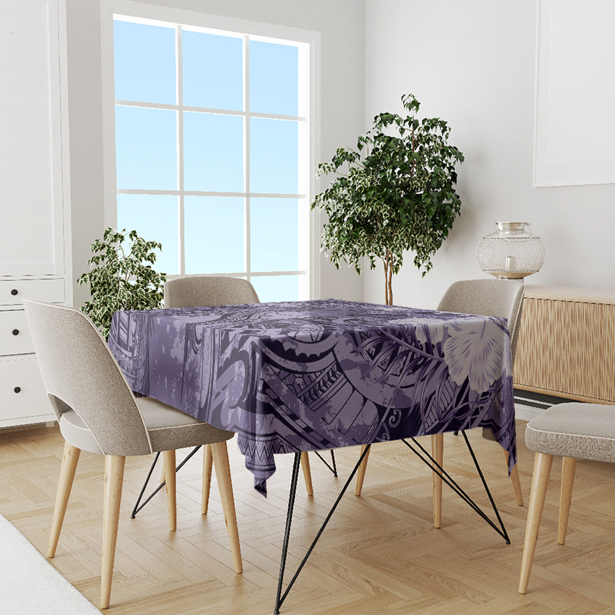 Pacific Beauty Girl Tablecloth Violet Polyneisan Tribal Vintage Motif LT9 - Polynesian Pride