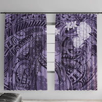 Pacific Beauty Girl Window Curtain Violet Polyneisan Tribal Vintage Motif LT9 With Hooks Violet - Polynesian Pride