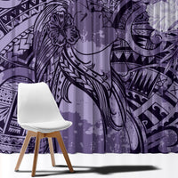 Pacific Beauty Girl Window Curtain Violet Polyneisan Tribal Vintage Motif LT9 - Polynesian Pride