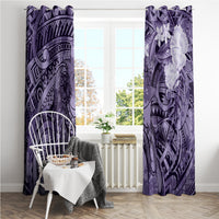Pacific Beauty Girl Window Curtain Violet Polyneisan Tribal Vintage Motif LT9 - Polynesian Pride