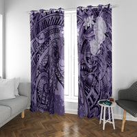 Pacific Beauty Girl Window Curtain Violet Polyneisan Tribal Vintage Motif LT9 With Grommets Violet - Polynesian Pride