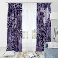 Pacific Beauty Girl Window Curtain Violet Polyneisan Tribal Vintage Motif LT9 - Polynesian Pride