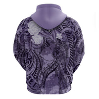 Pacific Beauty Girl Zip Hoodie Violet Polyneisan Tribal Vintage Motif