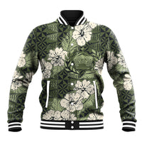 Tongan Kupesi Ngatu Hibiscus Vintage Motif Baseball Jacket LT9 Unisex Green - Polynesian Pride