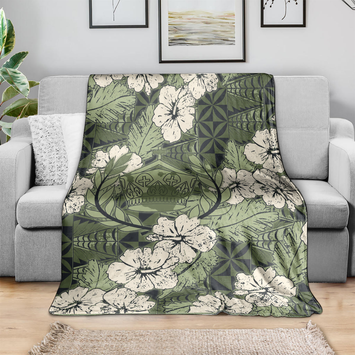 Tongan Kupesi Ngatu Hibiscus Vintage Motif Blanket LT9 - Polynesian Pride