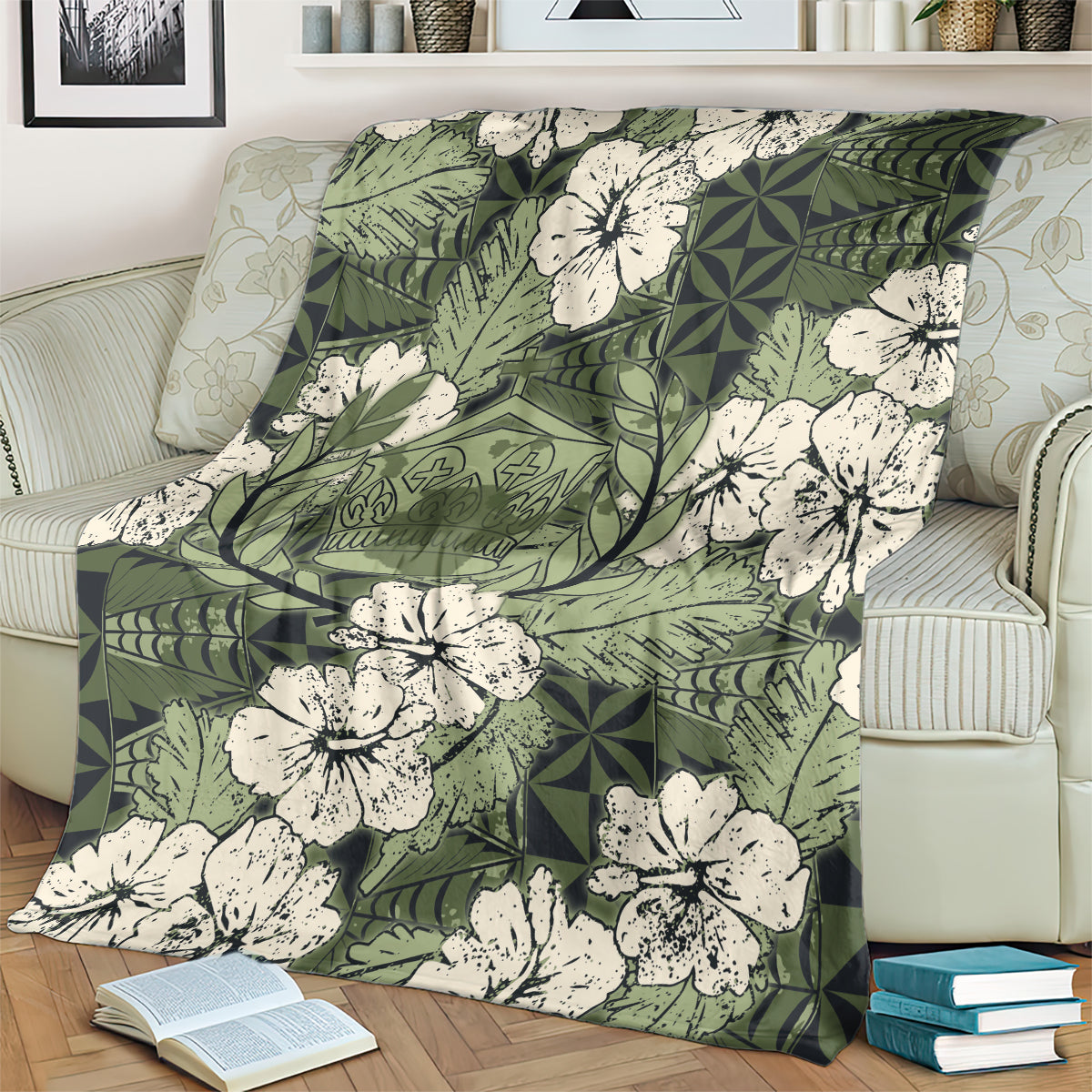 Tongan Kupesi Ngatu Hibiscus Vintage Motif Blanket LT9 - Polynesian Pride