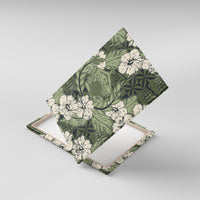 Tongan Kupesi Ngatu Hibiscus Vintage Motif Canvas Wall Art LT9 With Frame Green - Polynesian Pride