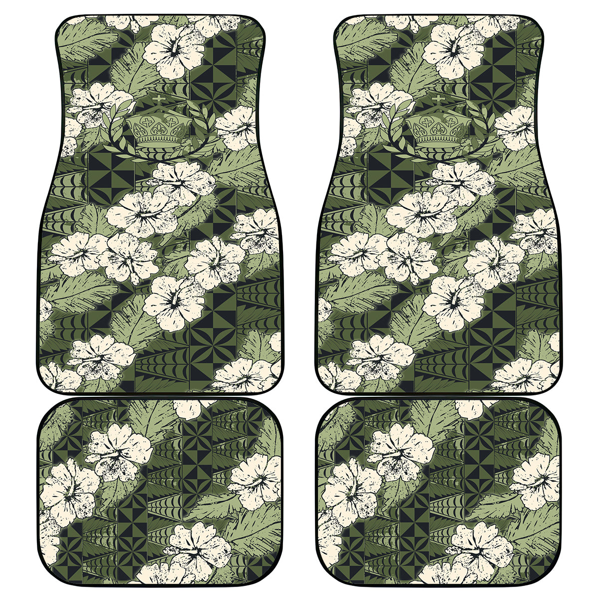 Tongan Kupesi Ngatu Hibiscus Vintage Motif Car Mats LT9 - Polynesian Pride