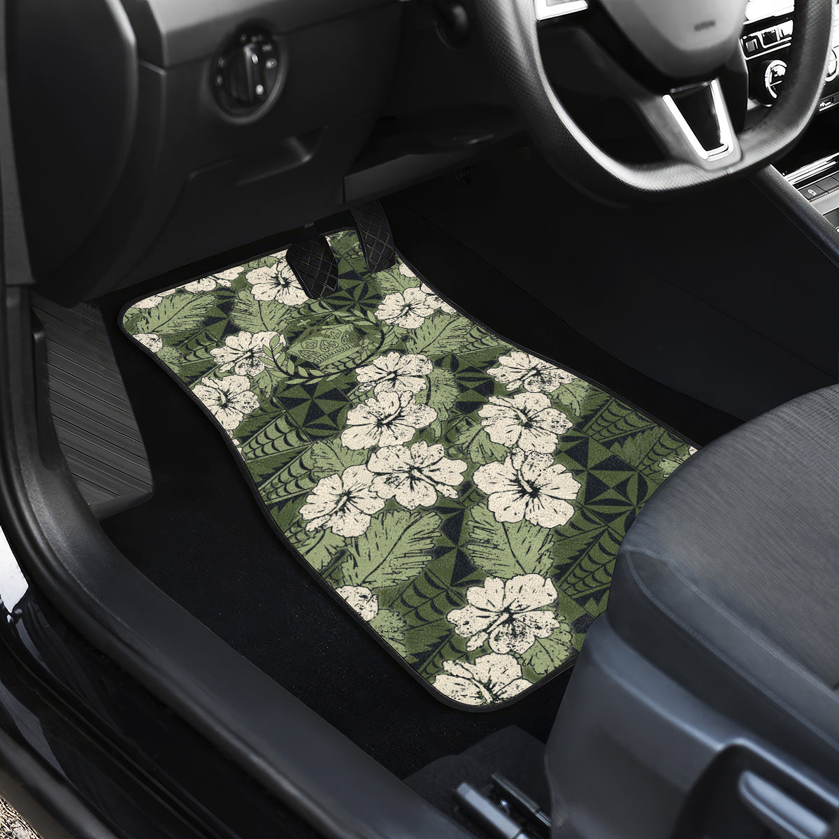 Tongan Kupesi Ngatu Hibiscus Vintage Motif Car Mats LT9 - Polynesian Pride