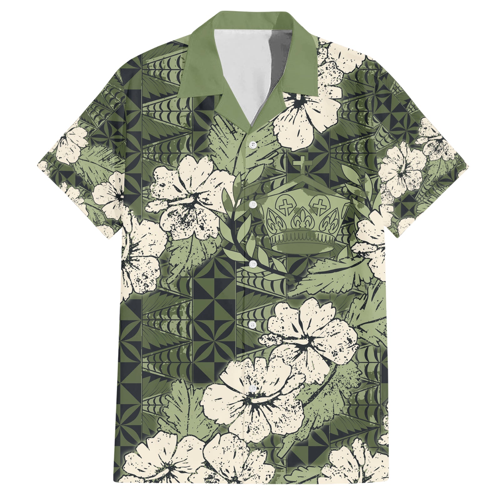 Tongan Kupesi Ngatu Hibiscus Vintage Motif Hawaiian Shirt