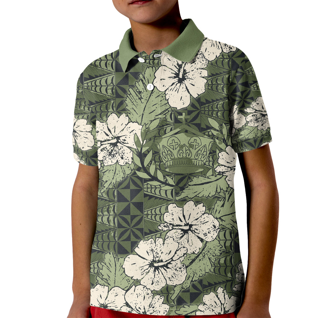 Tongan Kupesi Ngatu Hibiscus Vintage Motif Kid Polo Shirt