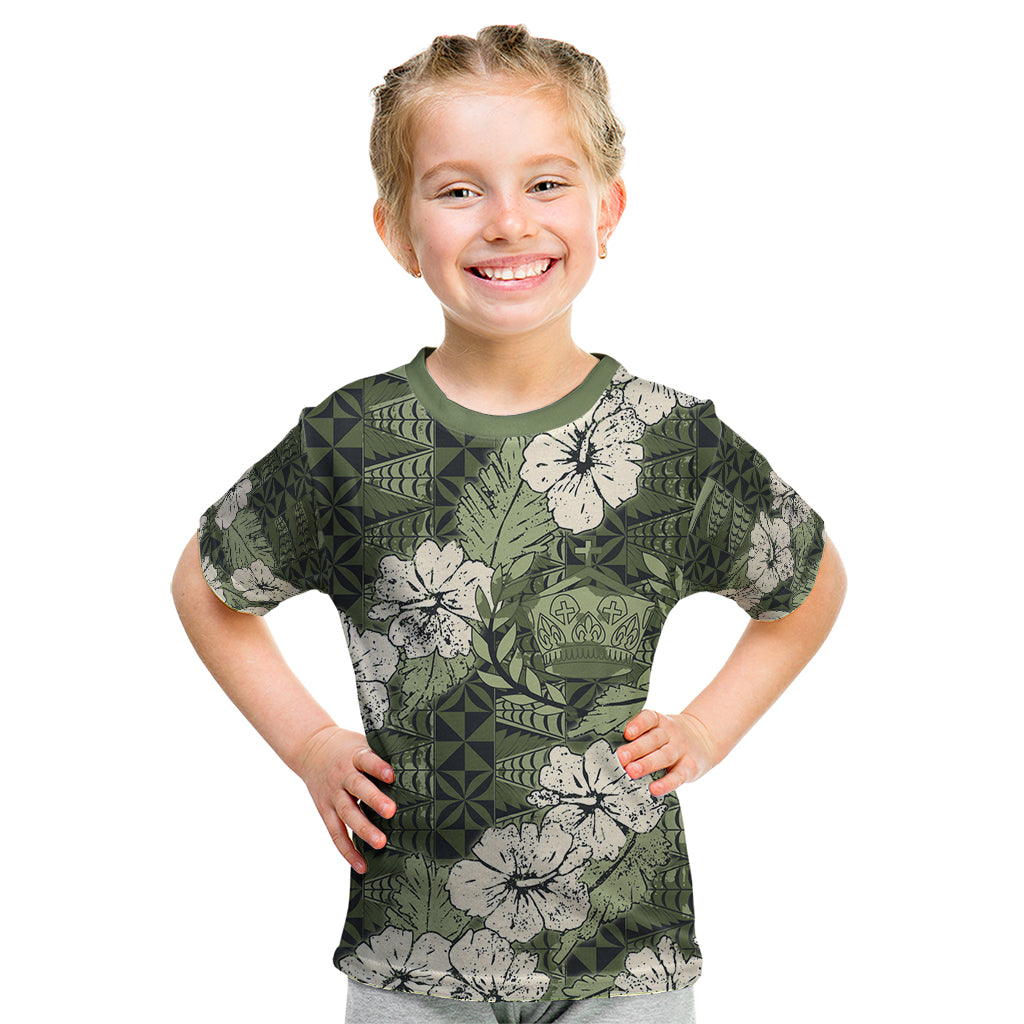 Tongan Kupesi Ngatu Hibiscus Vintage Motif Kid T Shirt