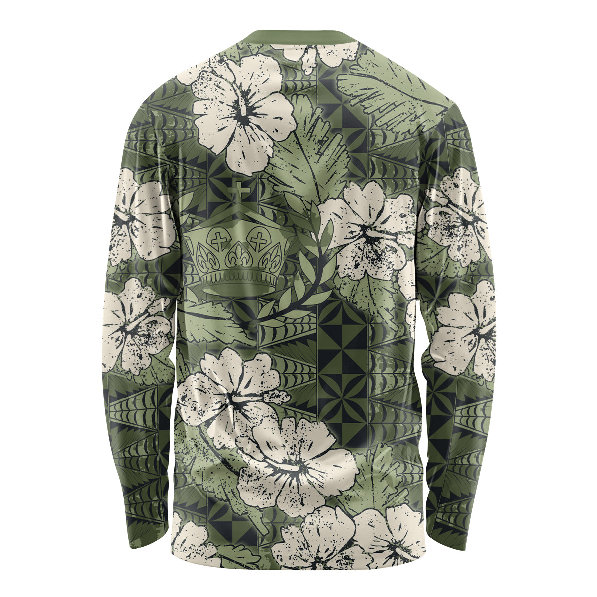 Tongan Kupesi Ngatu Hibiscus Vintage Motif Long Sleeve Shirt