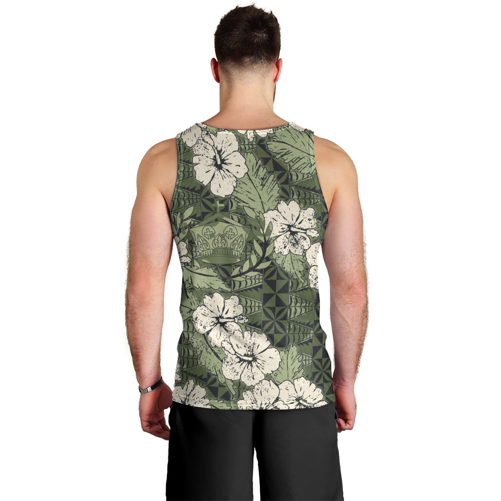 Tongan Kupesi Ngatu Hibiscus Vintage Motif Men Tank Top LT9 - Polynesian Pride