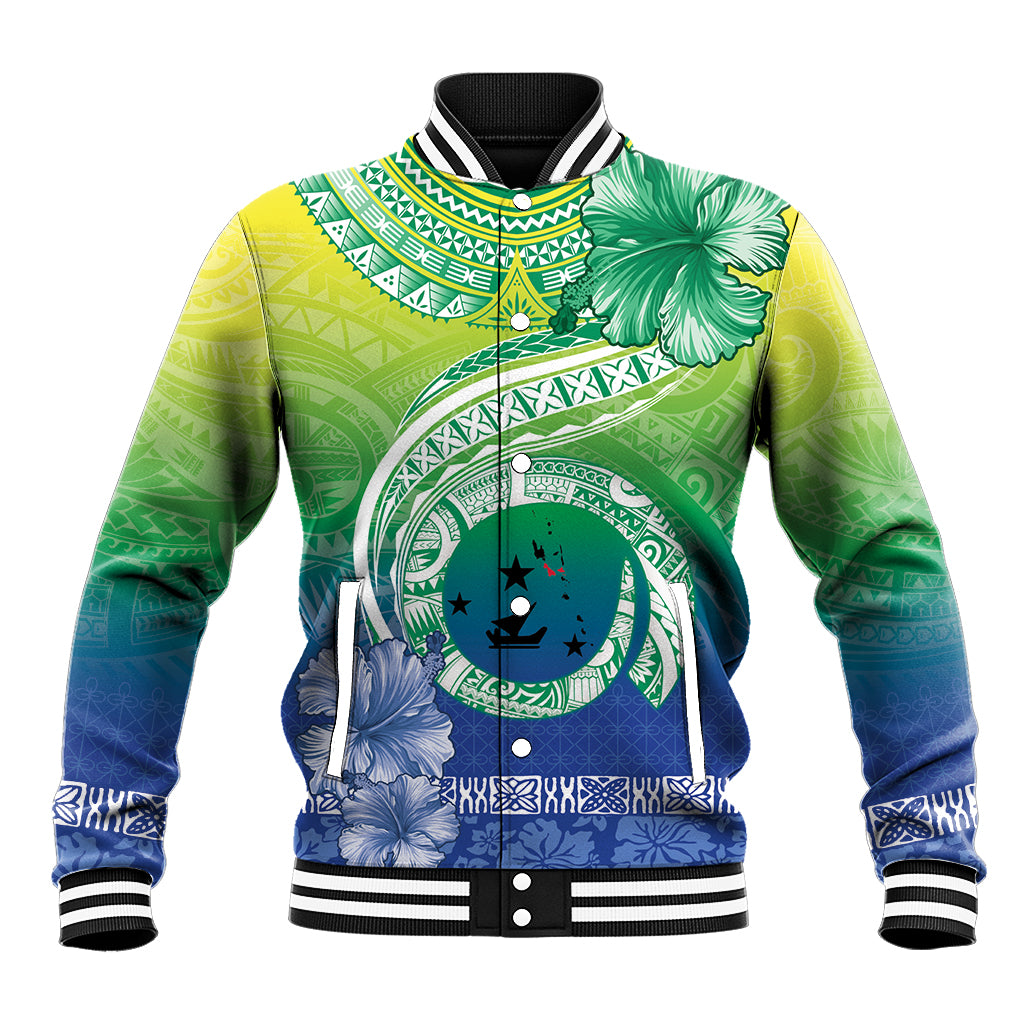 Malpampa Vanuatu Baseball Jacket Hibiscus Sand Drawing with Pacific Pattern LT9 Unisex Green Art - Polynesian Pride