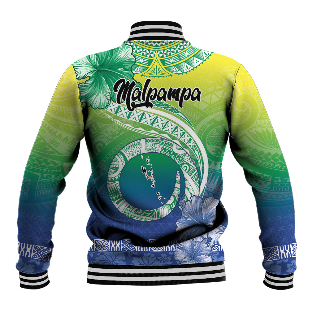 Malpampa Vanuatu Baseball Jacket Hibiscus Sand Drawing with Pacific Pattern LT9 - Polynesian Pride
