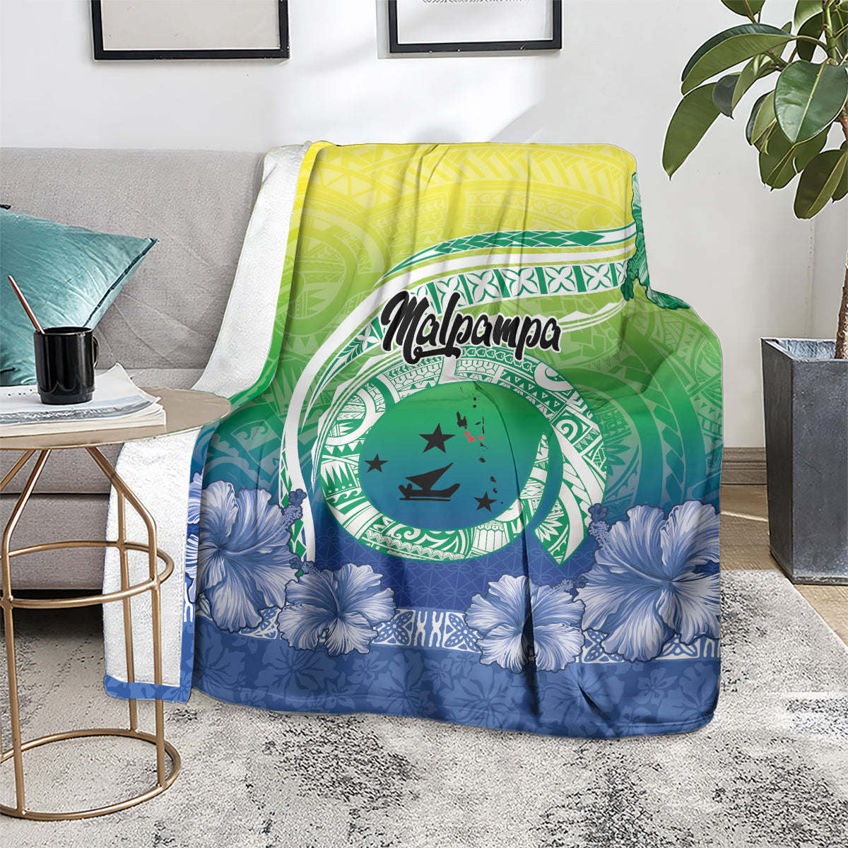 Malpampa Vanuatu Blanket Hibiscus Sand Drawing with Pacific Pattern LT9 - Polynesian Pride