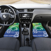 Malpampa Vanuatu Car Mats Hibiscus Sand Drawing with Pacific Pattern LT9 Set 2pcs - Front Green Art - Polynesian Pride