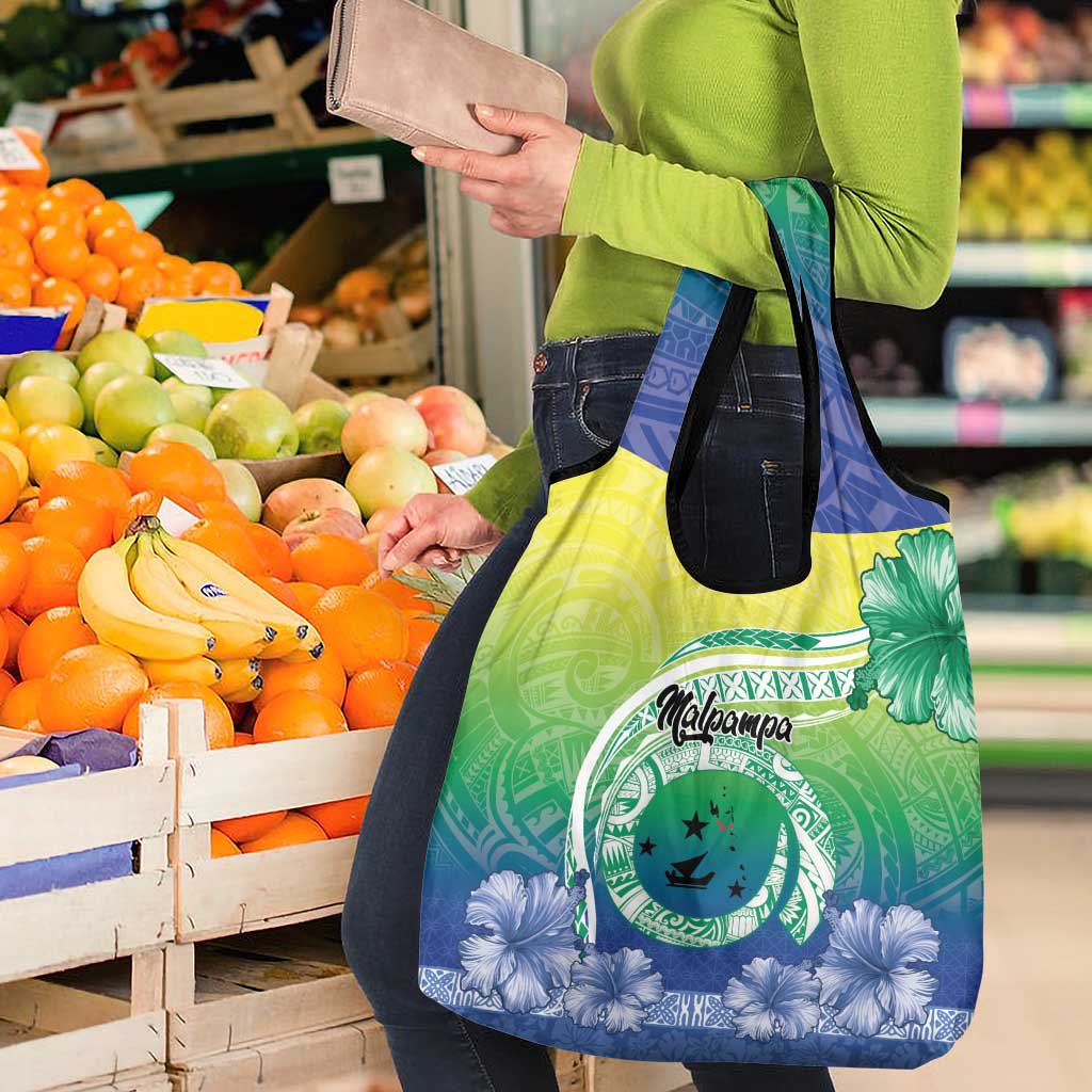 Malpampa Vanuatu Grocery Bag Hibiscus Sand Drawing with Pacific Pattern