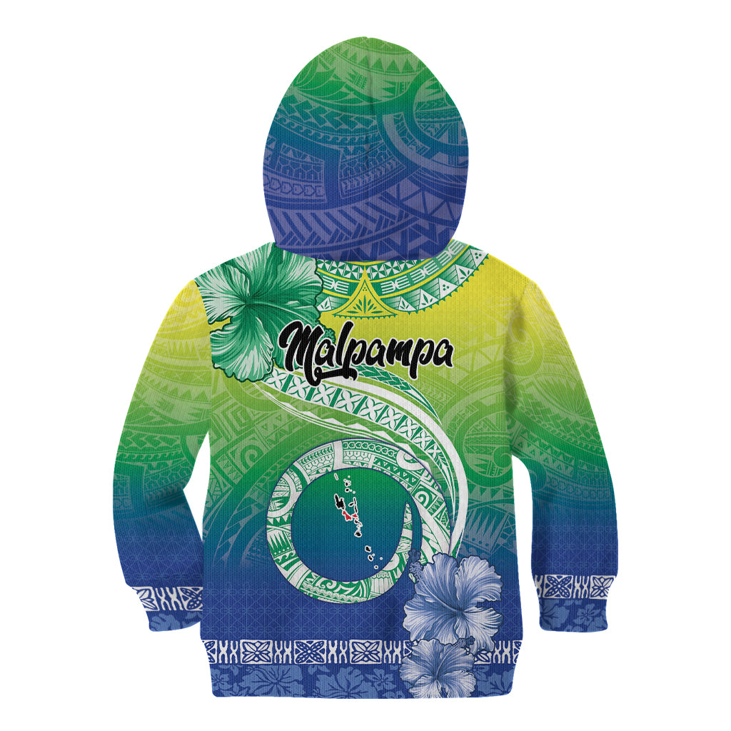 Malpampa Vanuatu Kid Hoodie Hibiscus Sand Drawing with Pacific Pattern