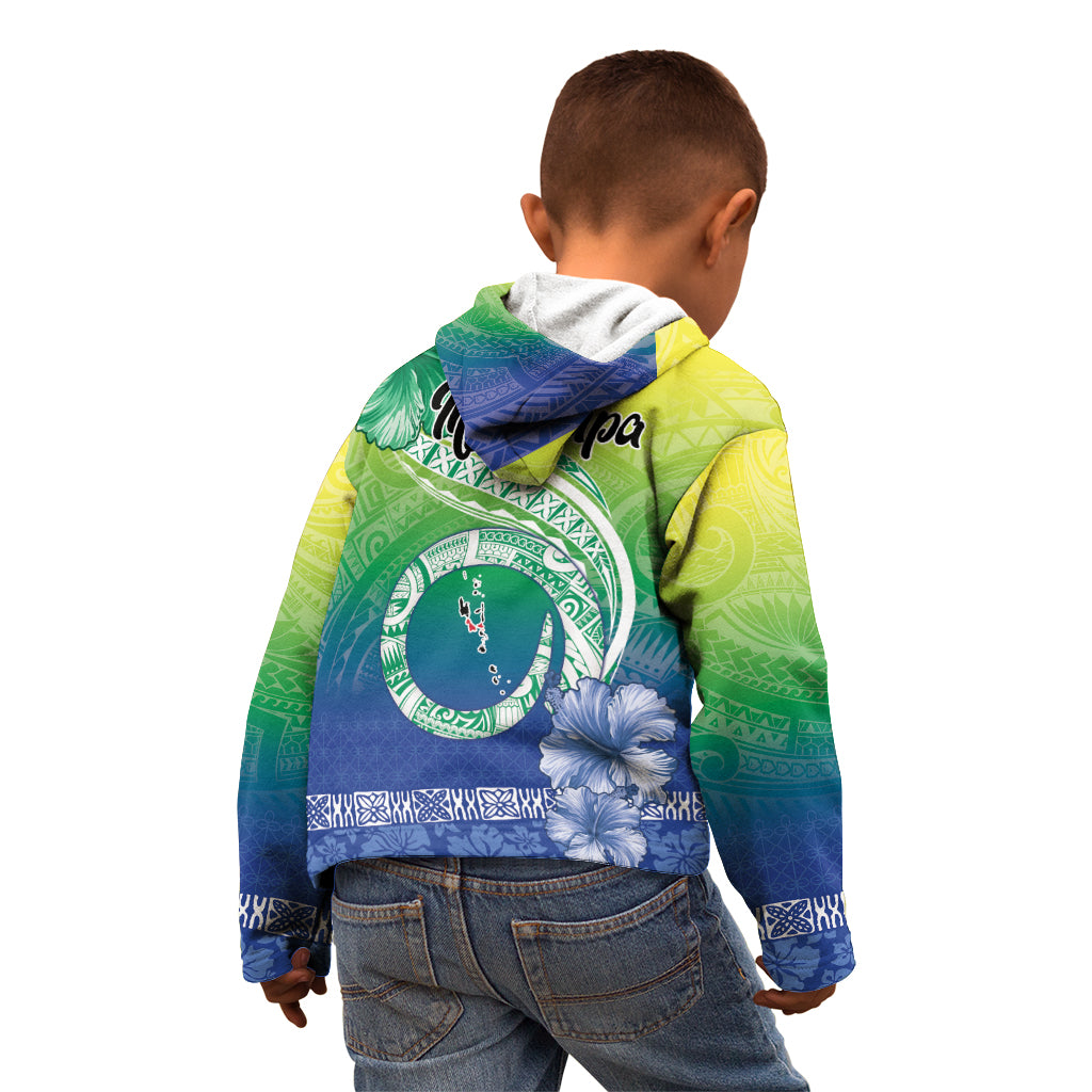 Malpampa Vanuatu Kid Hoodie Hibiscus Sand Drawing with Pacific Pattern