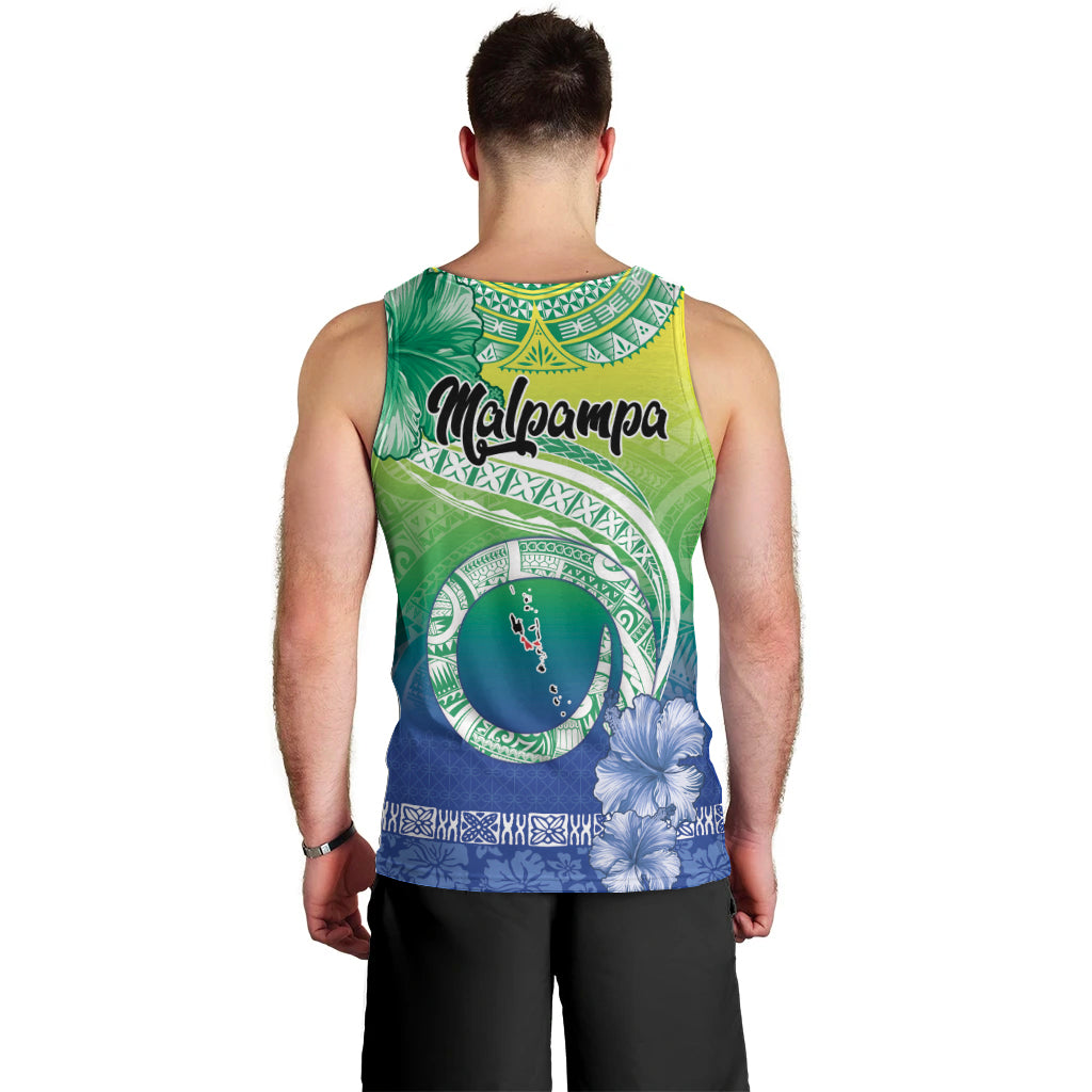 Malpampa Vanuatu Men Tank Top Hibiscus Sand Drawing with Pacific Pattern LT9 - Polynesian Pride