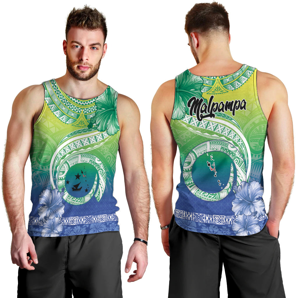 Malpampa Vanuatu Men Tank Top Hibiscus Sand Drawing with Pacific Pattern LT9 - Polynesian Pride