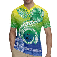 Malpampa Vanuatu Rugby Jersey Hibiscus Sand Drawing with Pacific Pattern