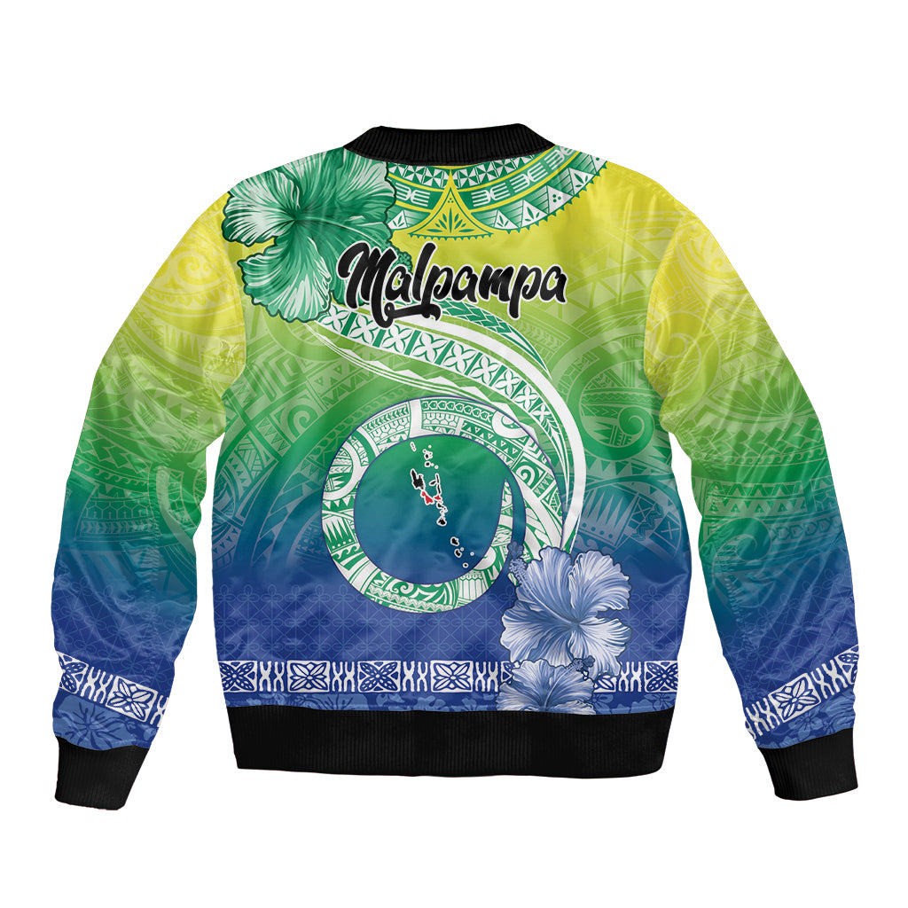 Malpampa Vanuatu Sleeve Zip Bomber Jacket Hibiscus Sand Drawing with Pacific Pattern LT9 - Polynesian Pride