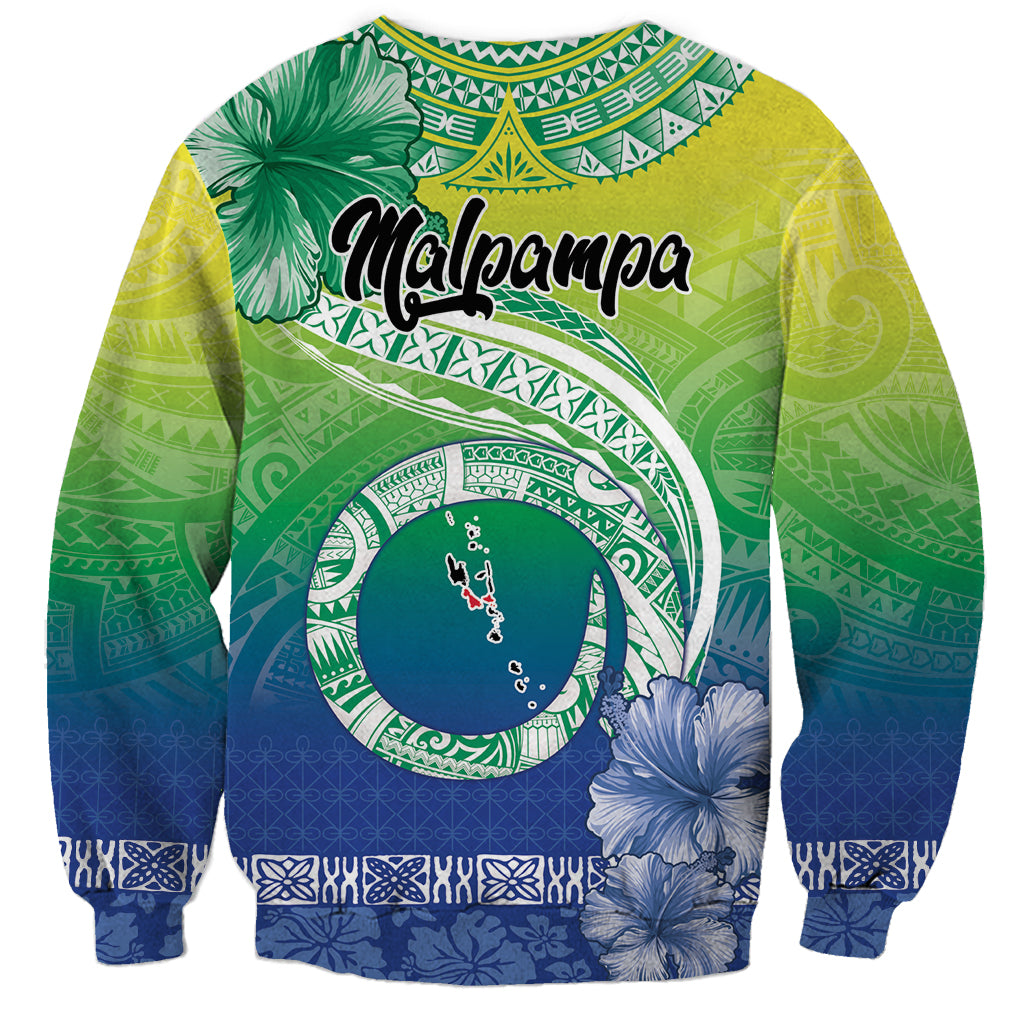 Malpampa Vanuatu Sweatshirt Hibiscus Sand Drawing with Pacific Pattern