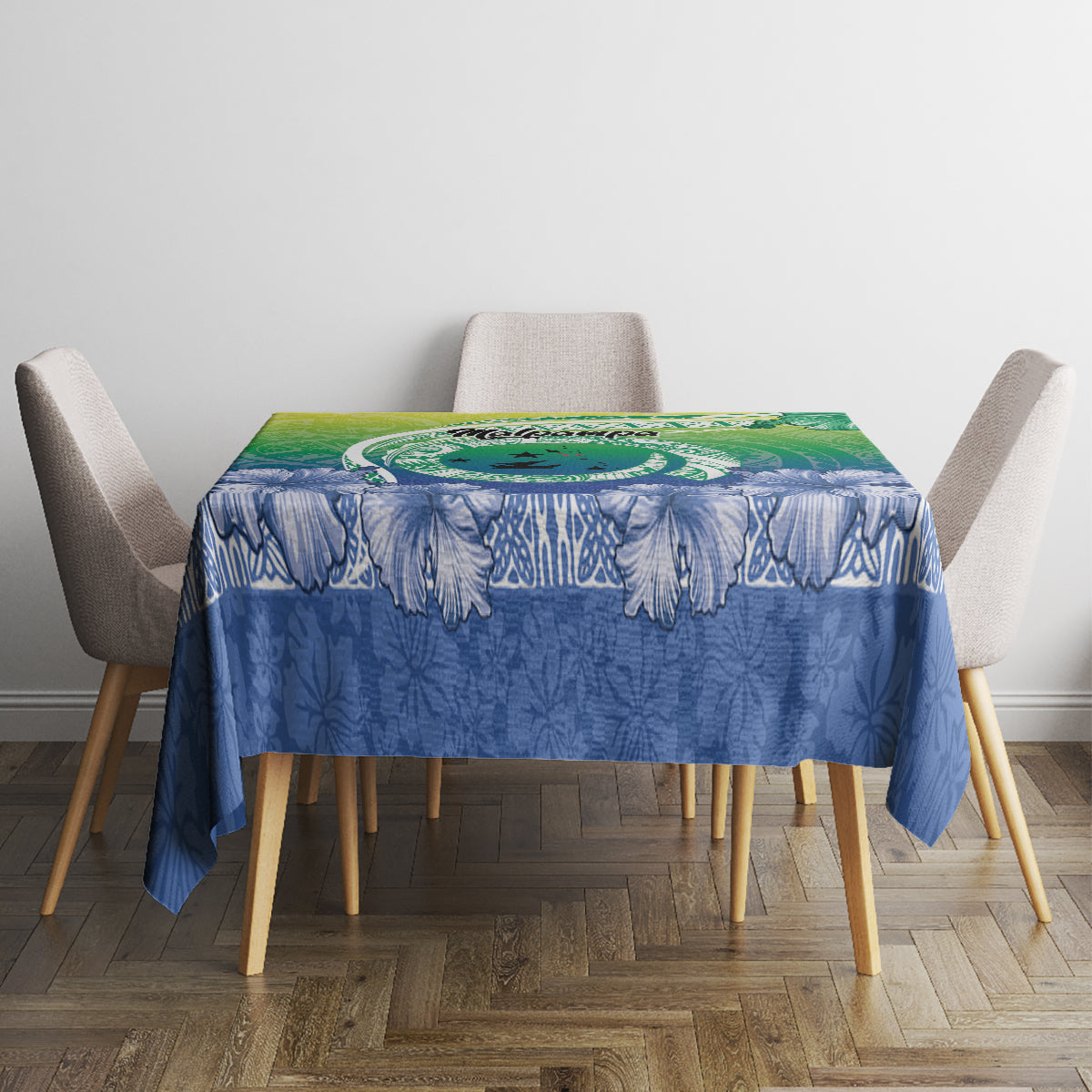 Malpampa Vanuatu Tablecloth Hibiscus Sand Drawing with Pacific Pattern LT9 - Polynesian Pride