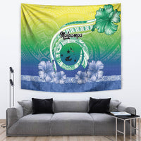 Malpampa Vanuatu Tapestry Hibiscus Sand Drawing with Pacific Pattern LT9 Green Art - Polynesian Pride