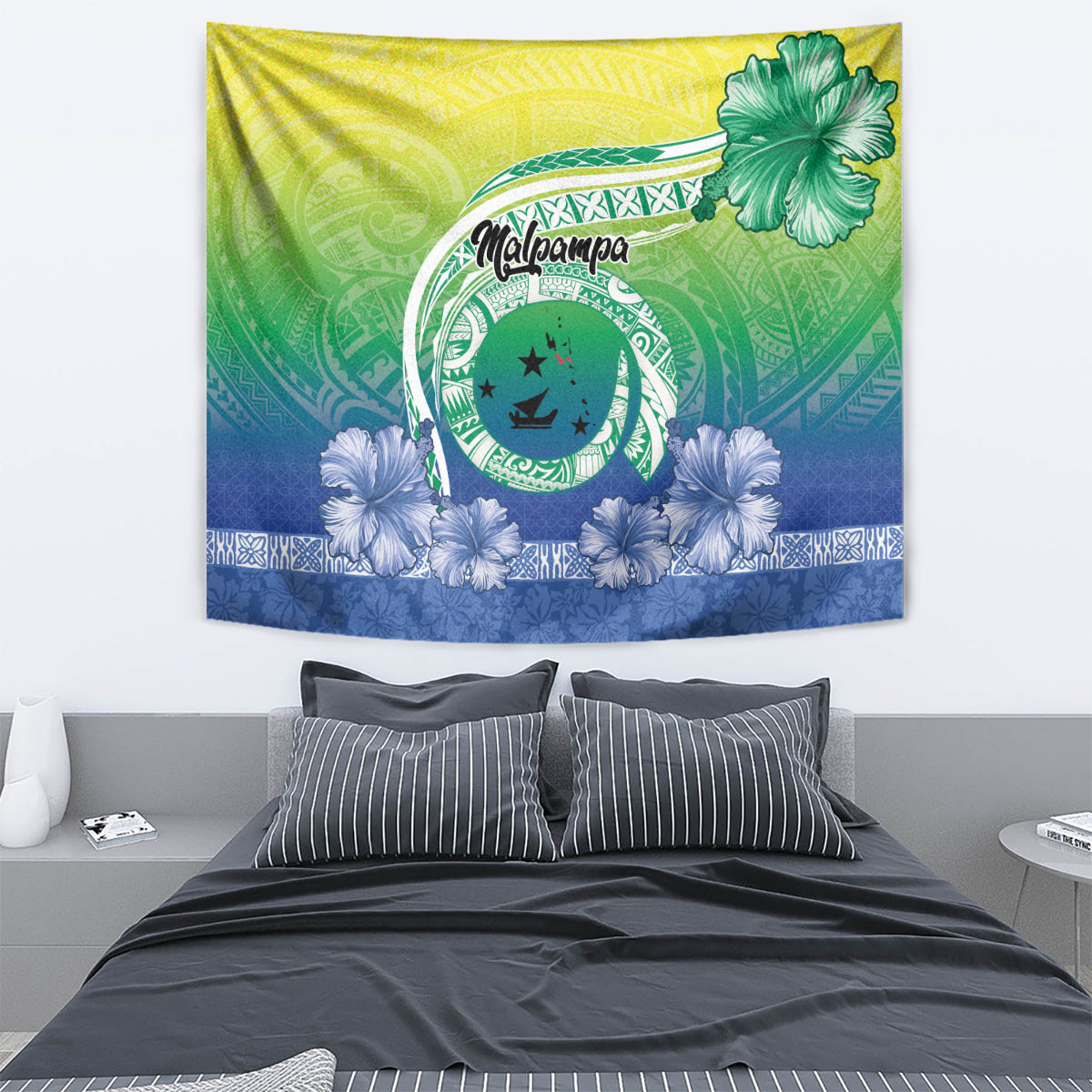 Malpampa Vanuatu Tapestry Hibiscus Sand Drawing with Pacific Pattern LT9 - Polynesian Pride