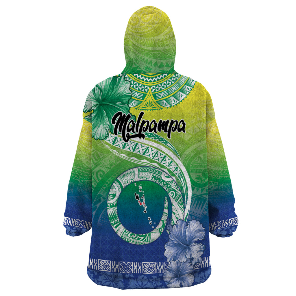 Malpampa Vanuatu Wearable Blanket Hoodie Hibiscus Sand Drawing with Pacific Pattern