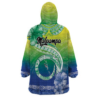 Malpampa Vanuatu Wearable Blanket Hoodie Hibiscus Sand Drawing with Pacific Pattern