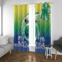 Malpampa Vanuatu Window Curtain Hibiscus Sand Drawing with Pacific Pattern LT9 With Grommets Green Art - Polynesian Pride