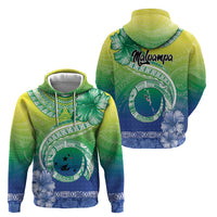Malpampa Vanuatu Zip Hoodie Hibiscus Sand Drawing with Pacific Pattern