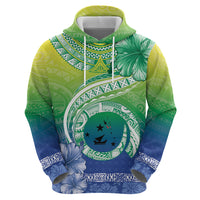 Malpampa Vanuatu Zip Hoodie Hibiscus Sand Drawing with Pacific Pattern
